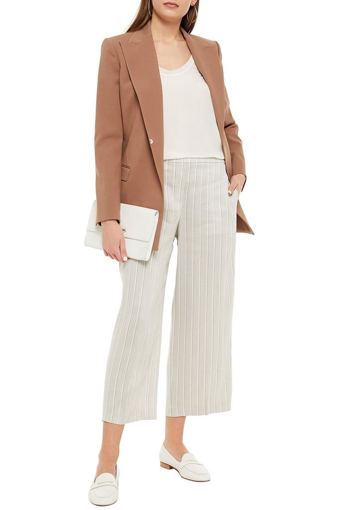 Cropped striped linen-blend twill wide-leg pants商品第2张图片规格展示