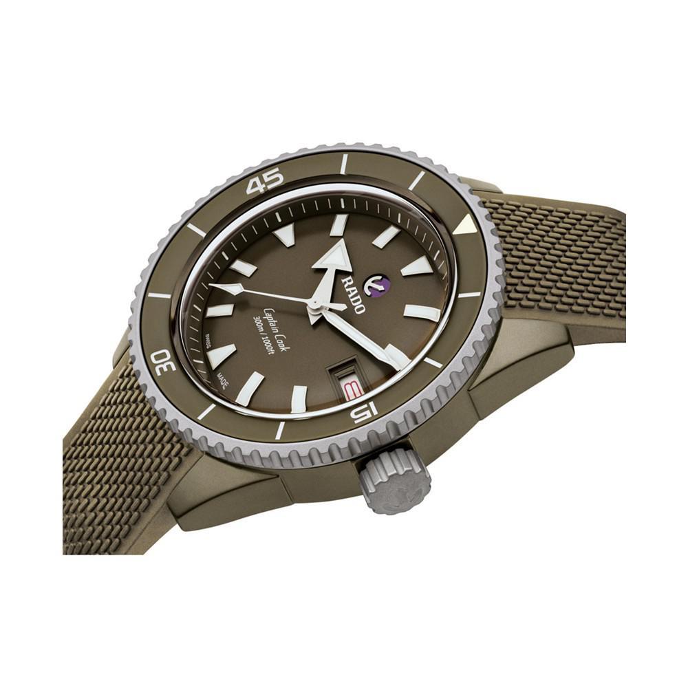 商品Rado|Men's Swiss Automatic Captain Cook Diver Olive Ceramic Bracelet Watch 43mm,价格¥22513,第5张图片详细描述