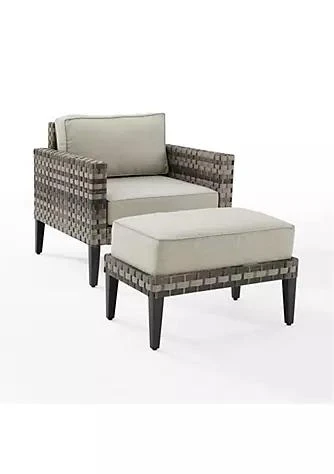 商品Crosley Furniture|Furniture Crosley Furniture Ko70258br Te 31.75 X 58 X 30 In. Prescott Outdoor Wicker Armchair Set   Armchair Ottoman Taupe Brown   2 Piece,价格¥4446,第1张图片
