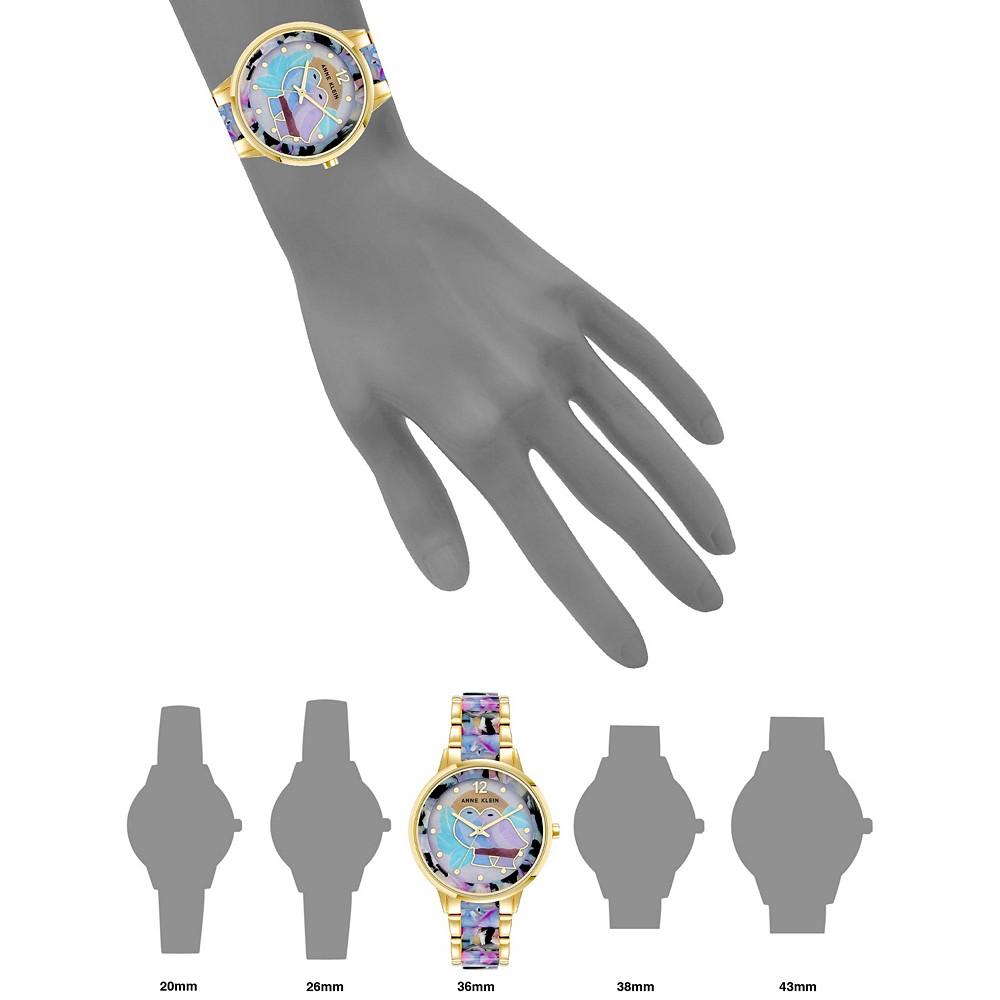 Women's Three-Hand Quartz Rose Gold-Tone Alloy with Multi-Color Resin Bracelet Watch, 37mm商品第4张图片规格展示