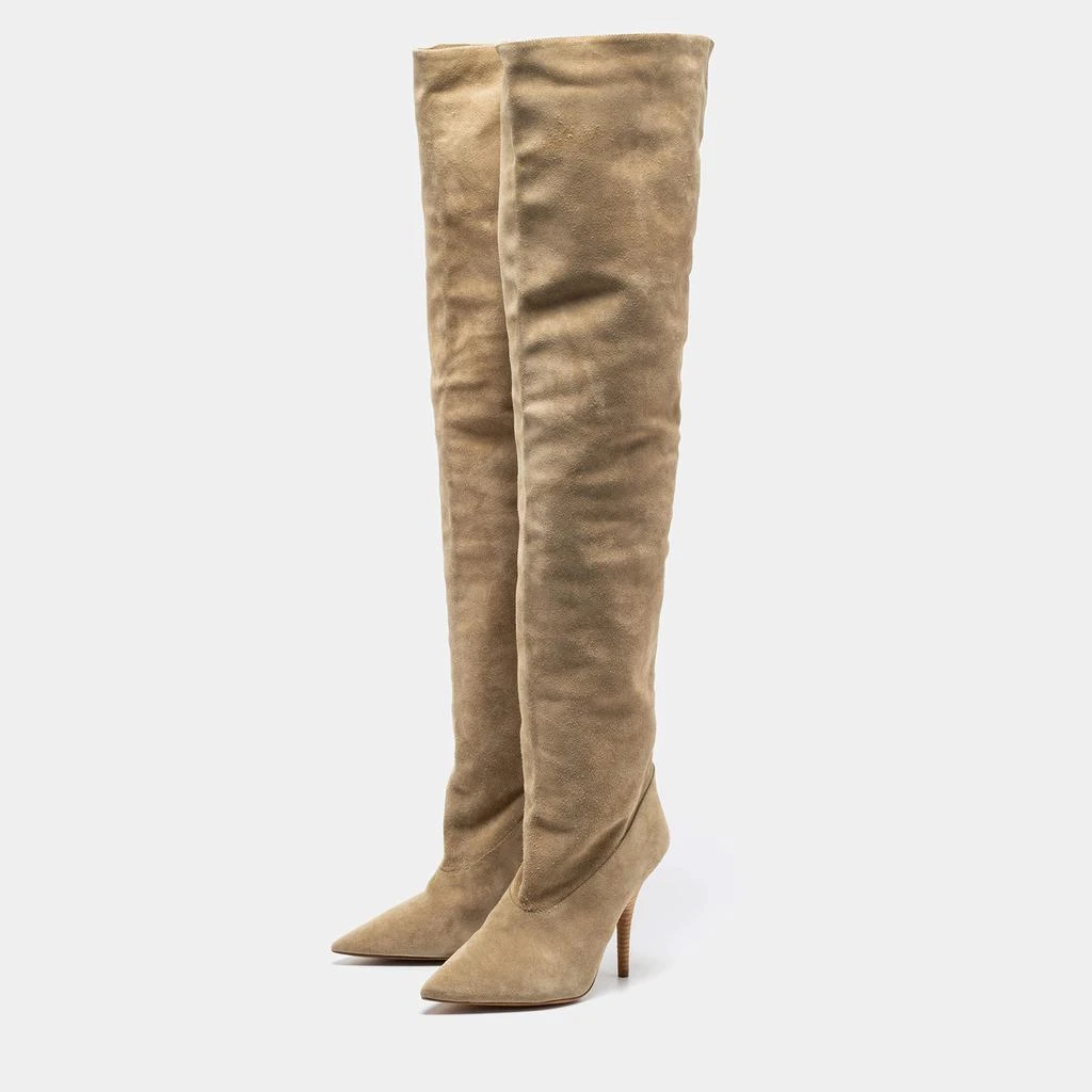 商品[二手商品] YEEZY|Yeezy Season 5 Beige Suede Over The Knee Length Pointed Toe Boots Size 39,价格¥3426,第2张图片详细描述