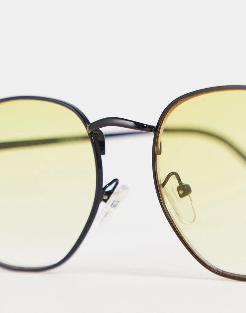 商品ASOS|ASOS DESIGN round sunglasses with yellow gradient lens in black,价格¥78,第4张图片详细描述