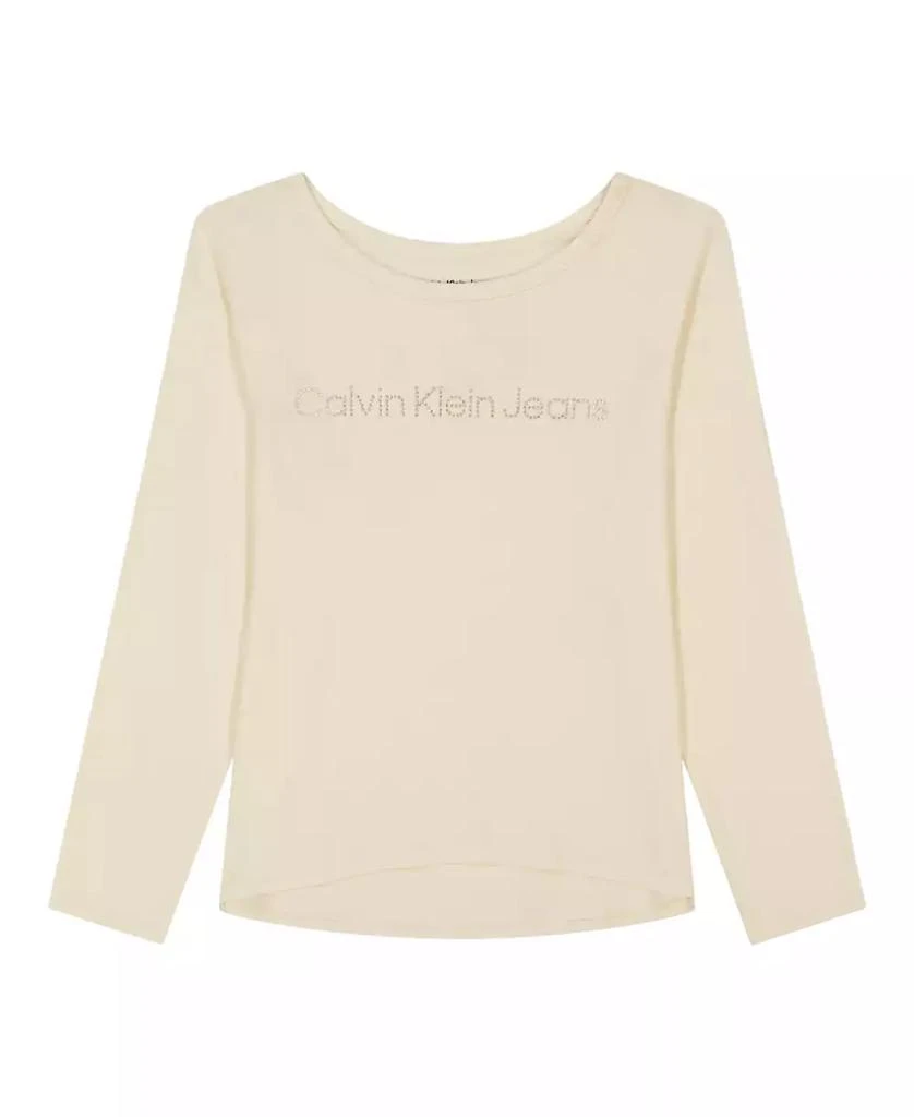 商品Calvin Klein|Big Girls Logo Dot Long Sleeve Tee,价格¥140,第1张图片