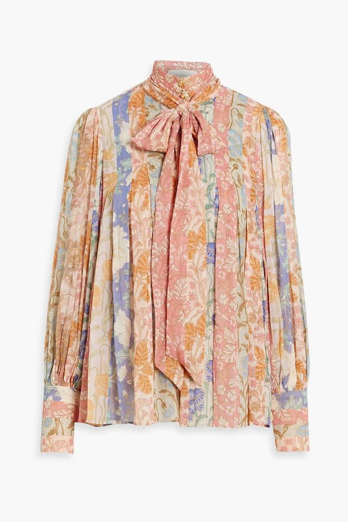 商品Zimmermann|Pussy-bow pleated floral-print chiffon blouse,价格¥1815,第1张图片