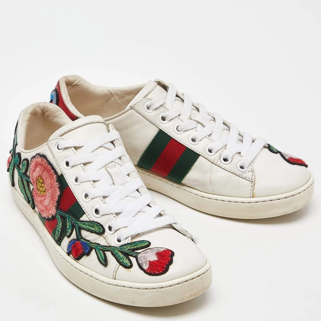 商品[二手商品] Gucci|Gucci White Leather Floral Embroidered Ace Sneakers Size 35,价格¥1671,第4张图片详细描述