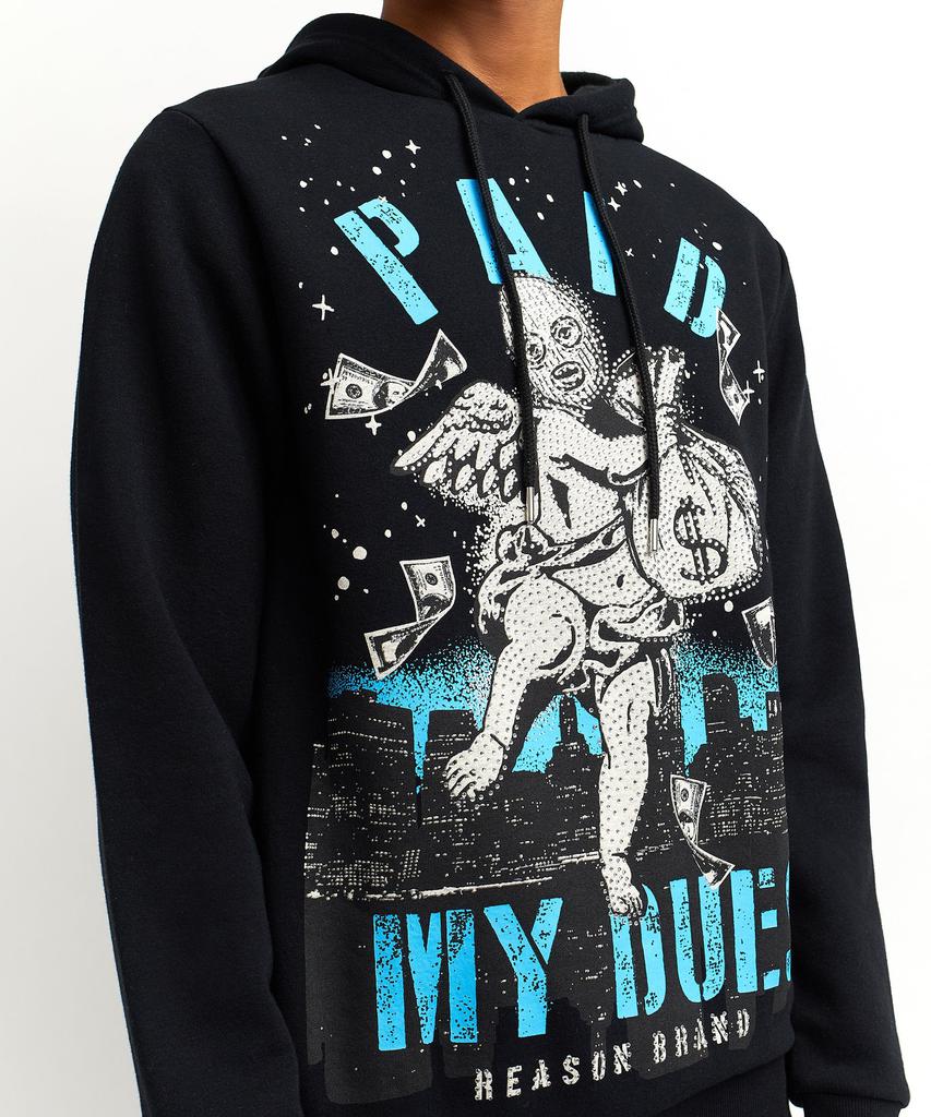 Paid My Dues Front Print Rhinestone Hoodie商品第7张图片规格展示