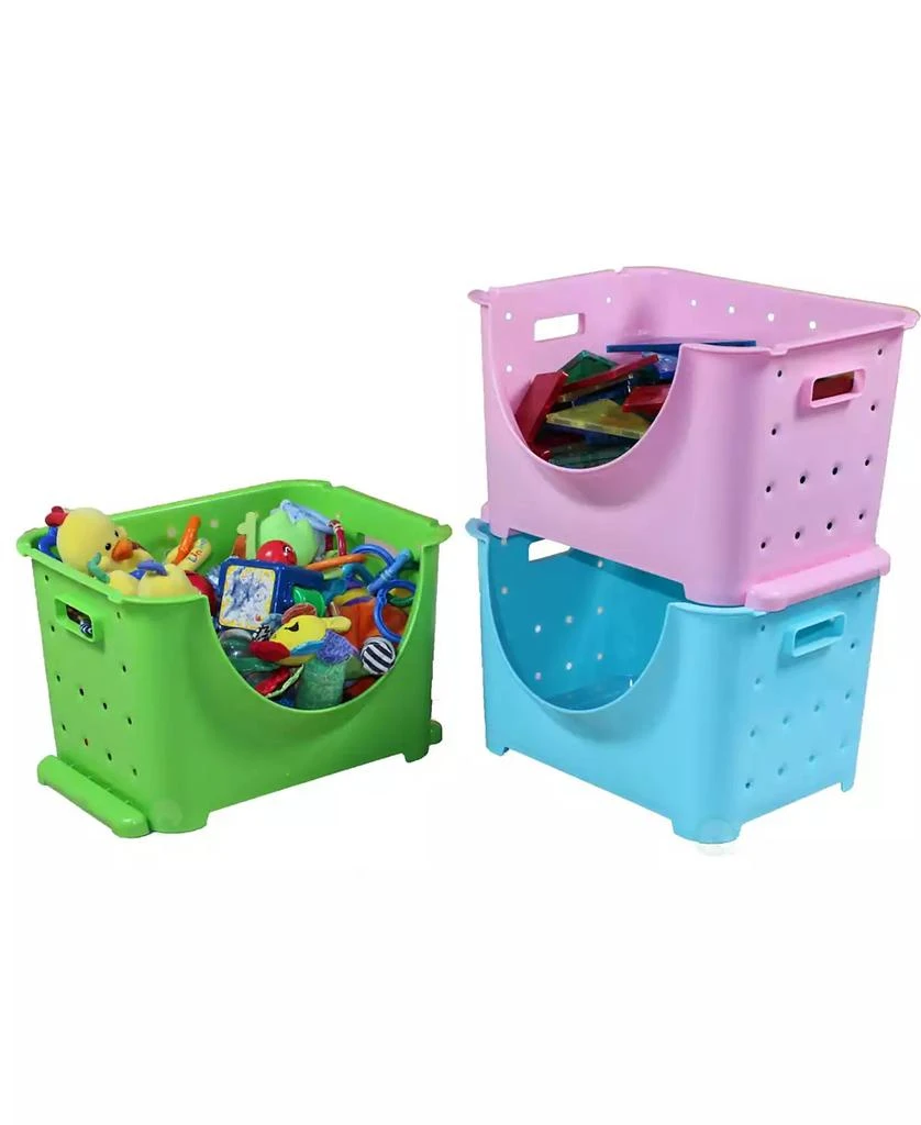 商品Basicwise|Vintiquewise Stackable Plastic Storage Container, Set of 3 Colours,价格¥603,第2张图片详细描述