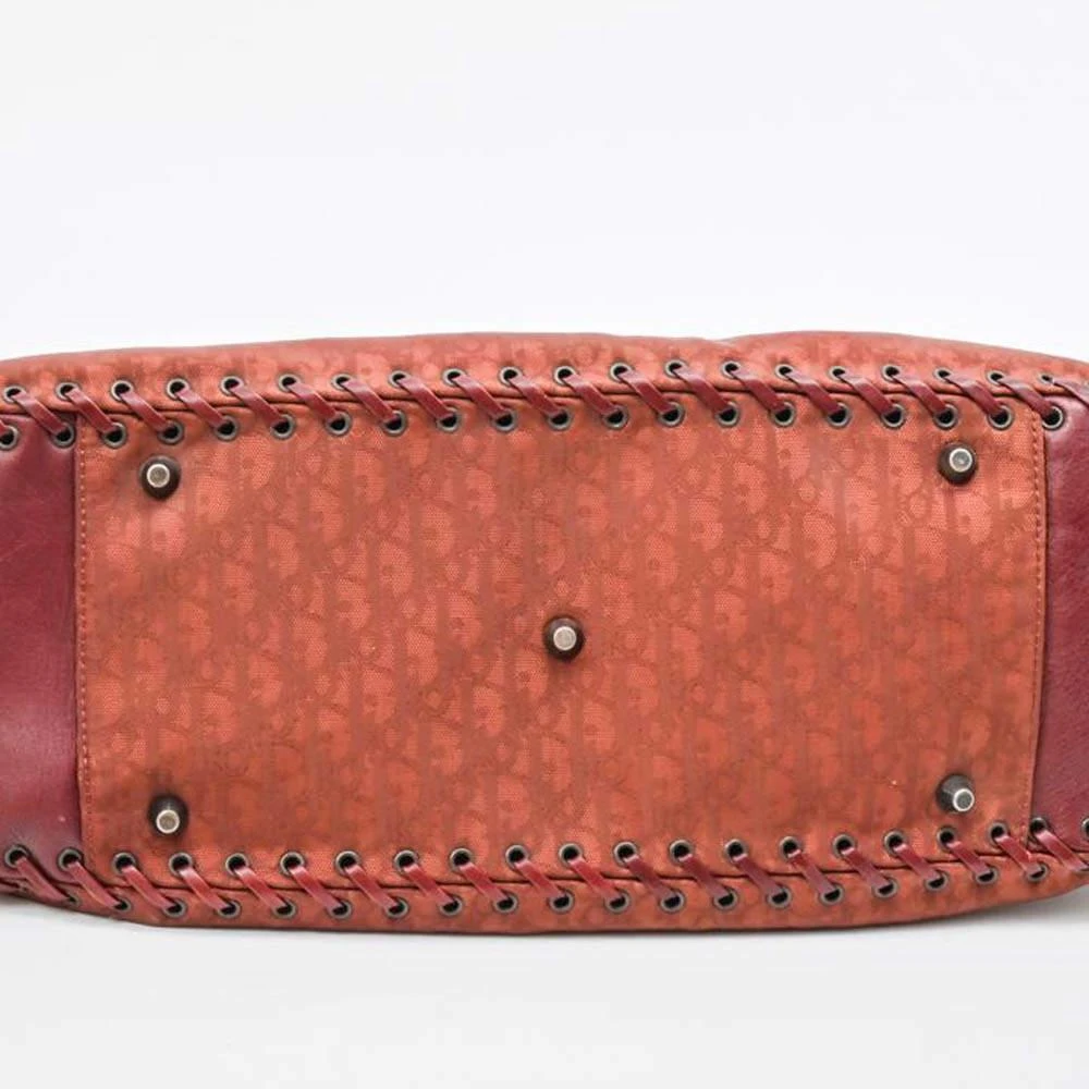 商品[二手商品] Dior|Dior Burgundy Jacquard Ethnic Zipped Tote Bag,价格¥4834,第4张图片详细描述