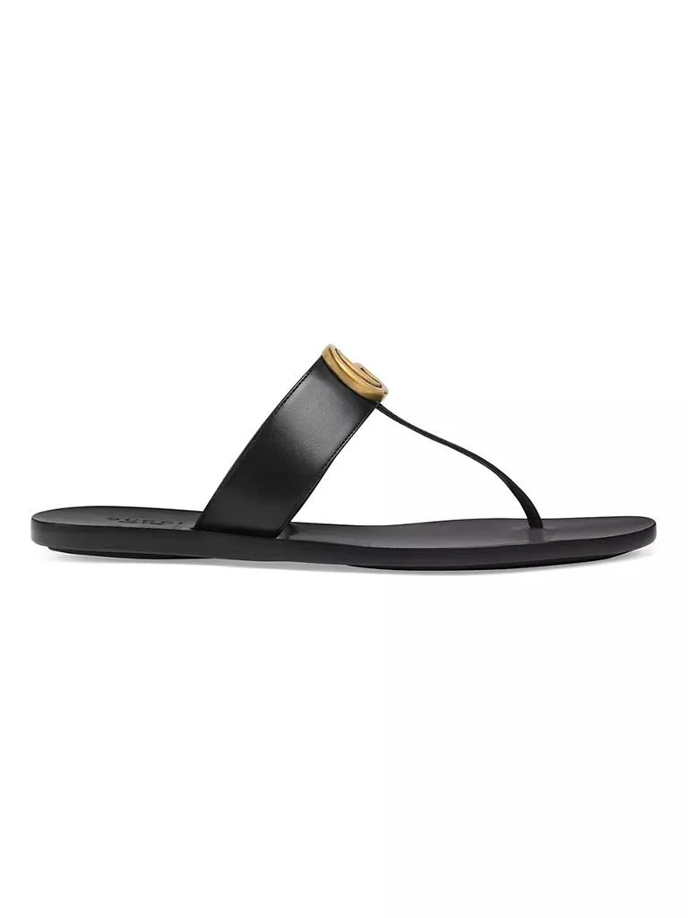 商品Gucci|Marmont Leather Thong Sandals With Double G,价格¥4405,第1张图片