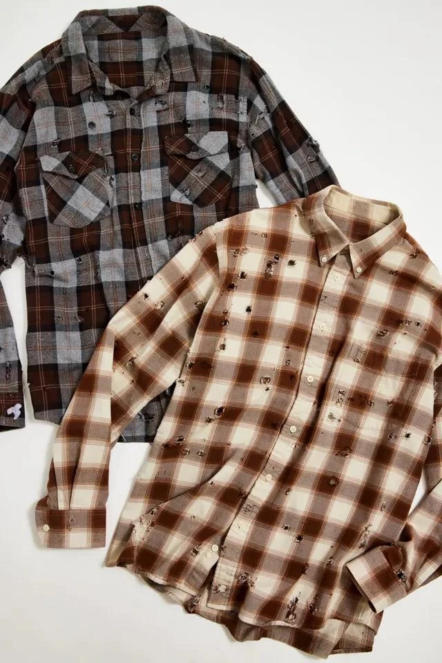 商品Urban Renewal|Urban Renewal Remade Destroyed Flannel Shirt,价格¥189,第2张图片详细描述