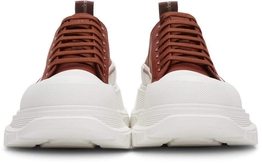 Burgundy Faux-Leather Tread Slick Sneakers商品第2张图片规格展示