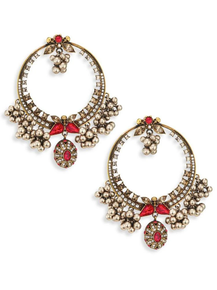 商品Alexander McQueen|Small Crystal & Faux Pearl Hoop Earrings/1",价格¥5492,第1张图片