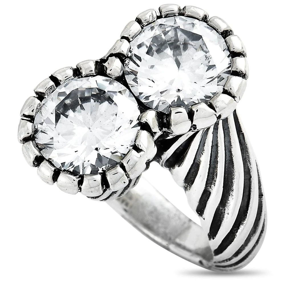 商品King Baby|King Baby Silver and White Cubic Zirconia Twisted Pattern Ring,价格¥1100,第1张图片