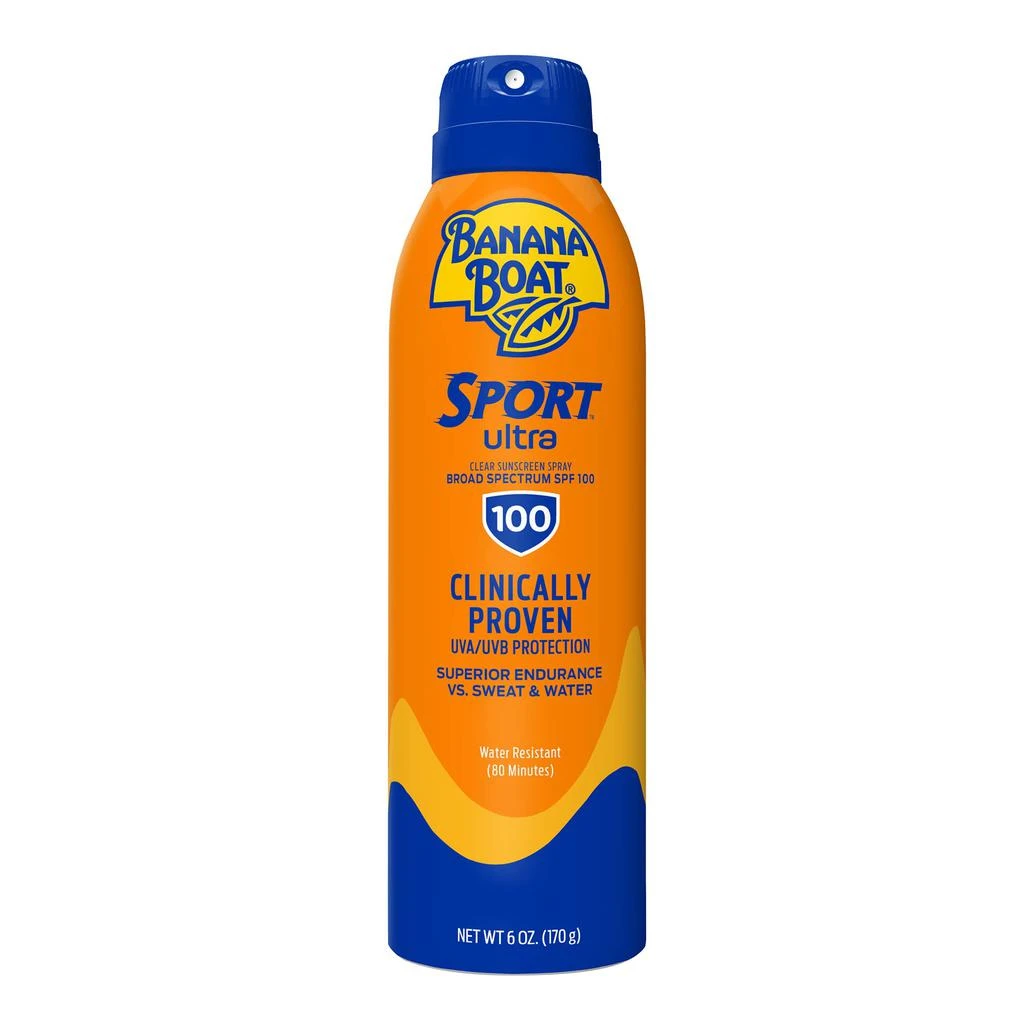 商品Banana Boat|Banana Boat Sport Ultra SPF 100 Sunscreen Spray, 6oz | Sport Sunscreen Spray SPF 100, Banana Boat Sunscreen SPF 100 Spray, High SPF Sunscreen, Water Resistant Sunscreen, 6oz,价格¥92,第1张图片