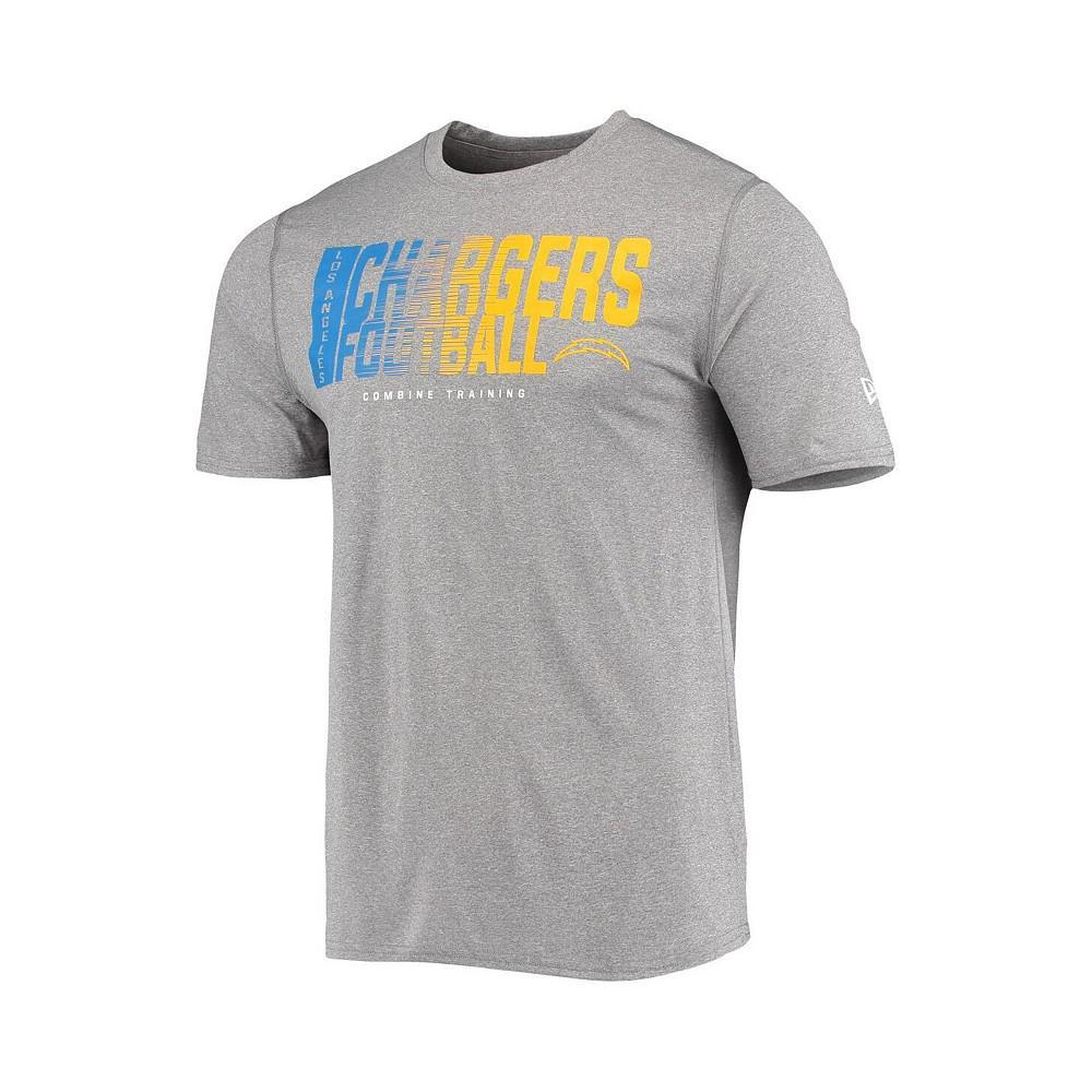 商品New Era|Men's Heathered Gray Los Angeles Chargers Combine Authentic Game On T-shirt,价格¥225,第4张图片详细描述