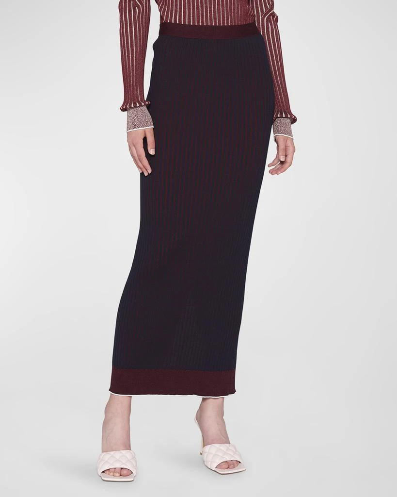 商品Bottega Veneta|Snap-Slit Bi-Color Cotton Rib Maxi Skirt,价格¥2315,第1张图片