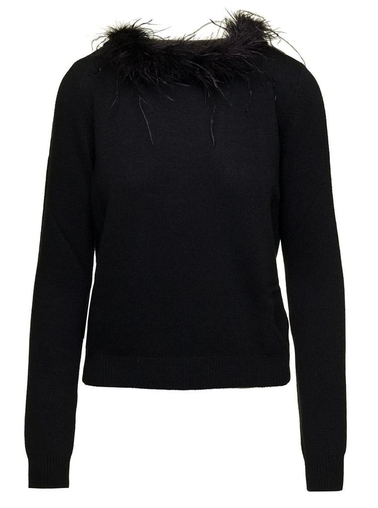 商品TWINSET|Black Sweater with U Neckline in Viscose Blend Woman,价格¥1371,第4张图片详细描述