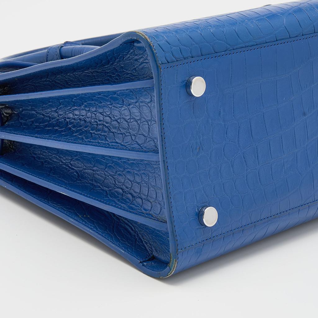 Saint Laurent Blue Croc Embossed Leather Small Classic Sac De Jour Tote商品第10张图片规格展示