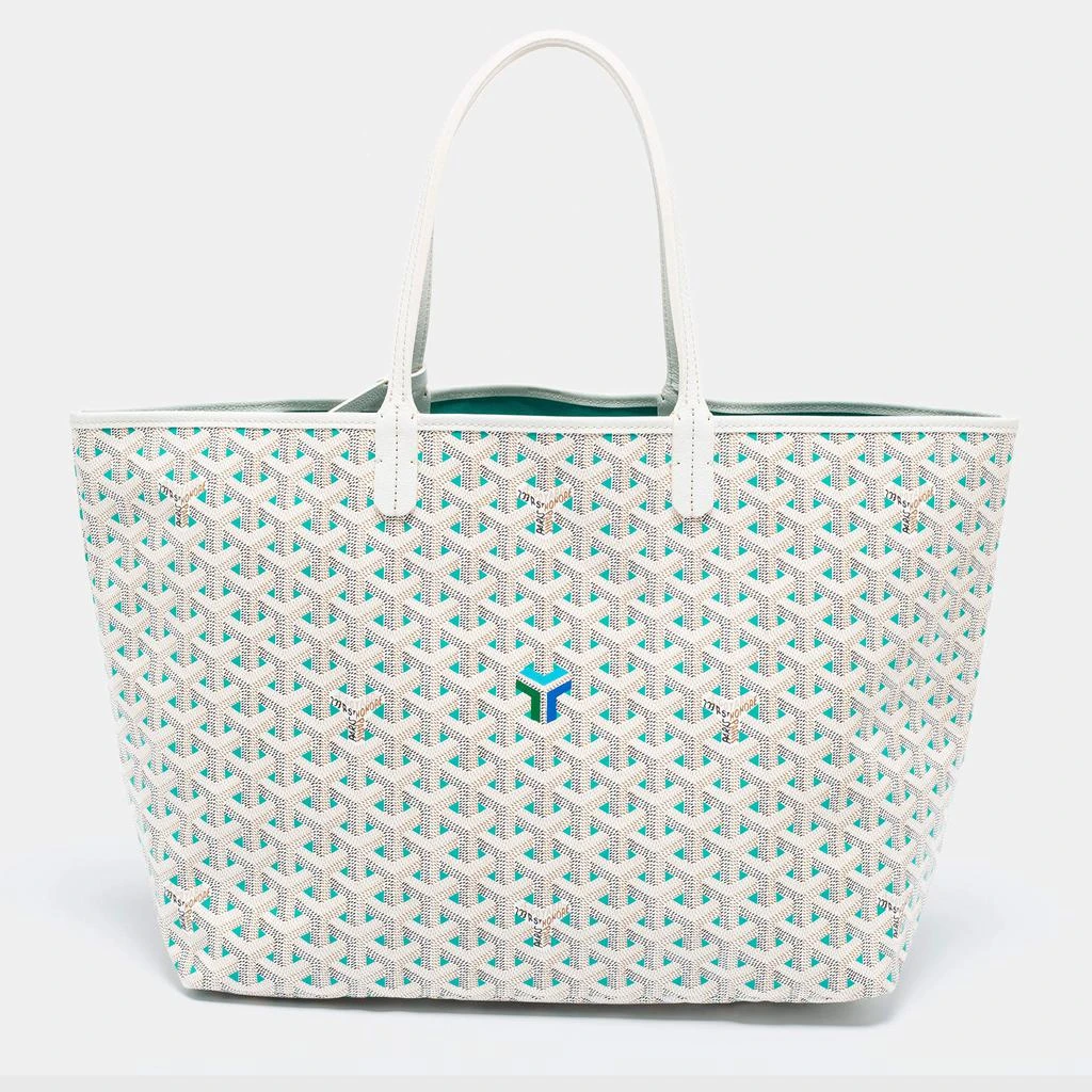 商品Goyard|Goyard White/Green Goyardine Coated Canvas Saint Louis Claire Voie PM Tote ,价格¥18124,第1张图片