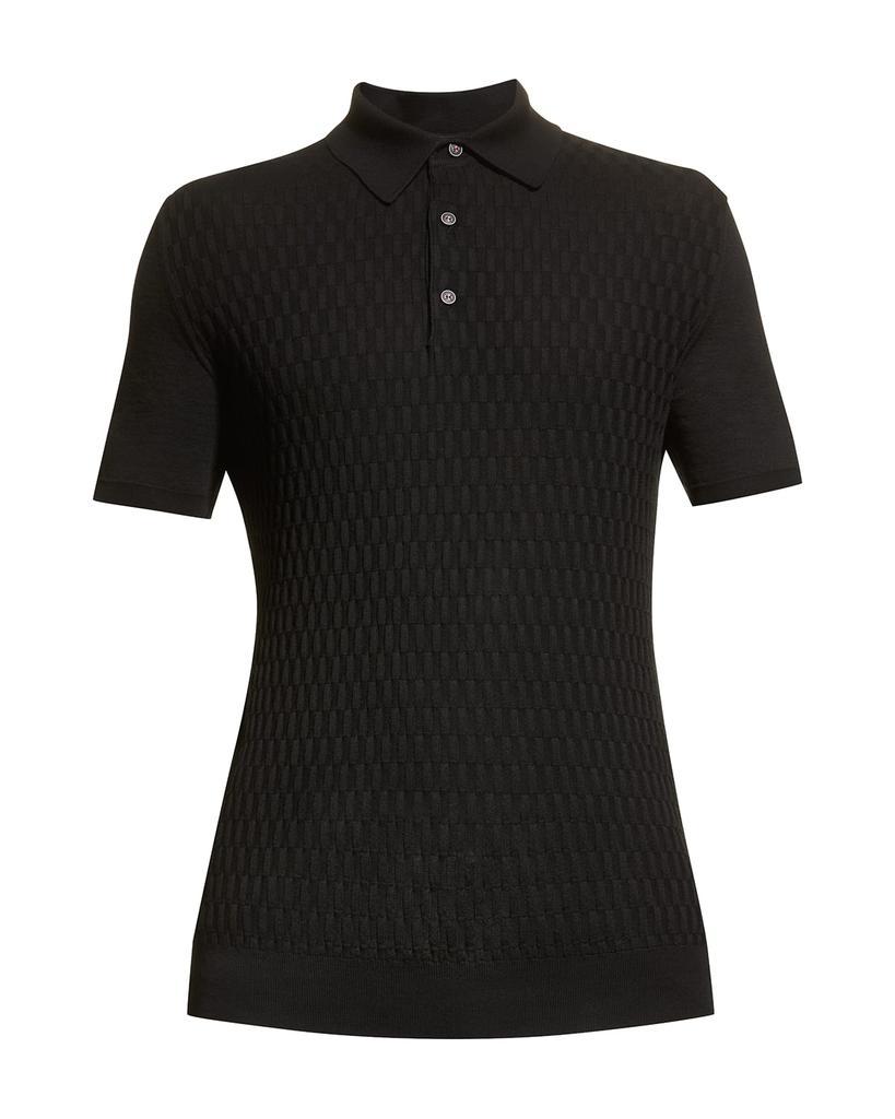 商品Kiton|Men's Textured Cotton Polo Sweater,价格¥10195,第4张图片详细描述