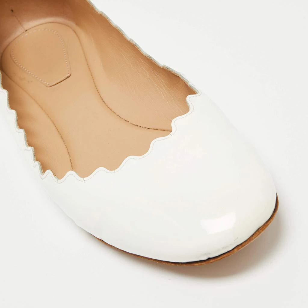 Chloe White Patent Leather Lauren Scalloped Ballet Flats Size 38.5 商品