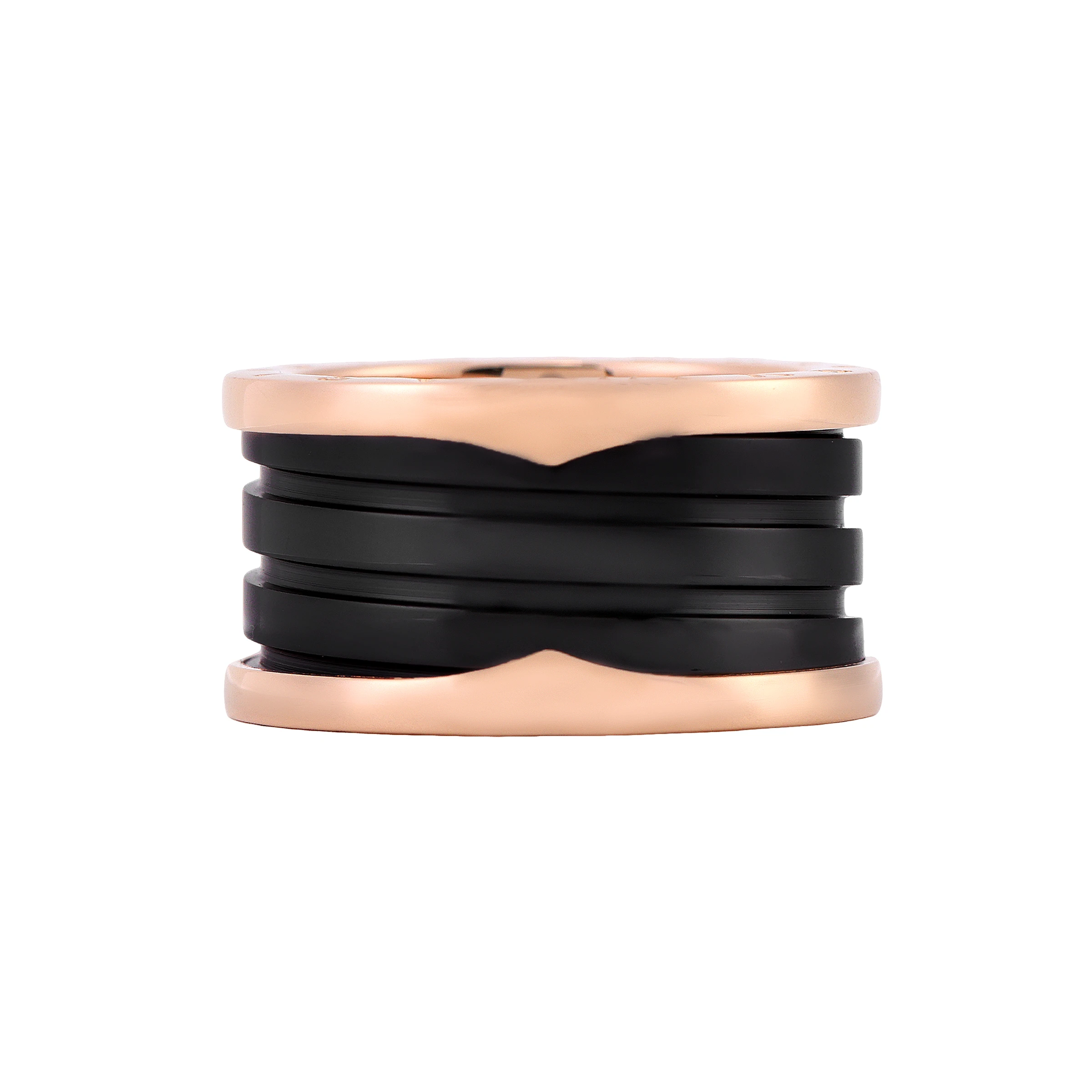 商品[国内直发] BVLGARI|宝格丽 B.ZERO1系列 四环  镶嵌黑陶瓷 K金 18K玫瑰金 戒指 女款,价格¥9732,第8张图片详细描述