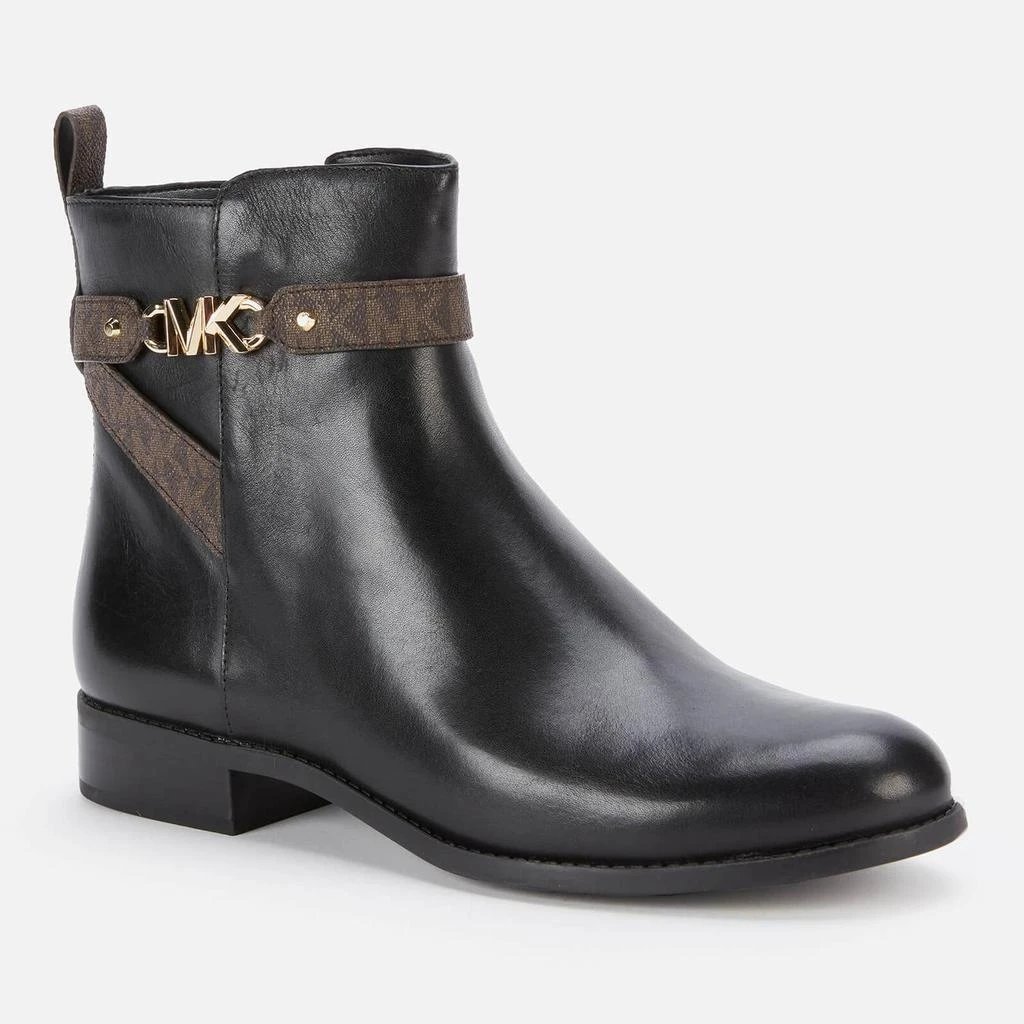 商品Michael Kors|MICHAEL MICHAEL KORS WOMEN'S FARRAH LEATHER FLAT ANKLE BOOTS - BLACK,价格¥989,第2张图片详细描述