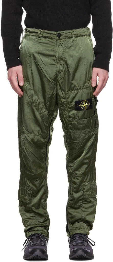 商品Stone Island|Green Satin Cargo Pants,价格¥3344,第1张图片