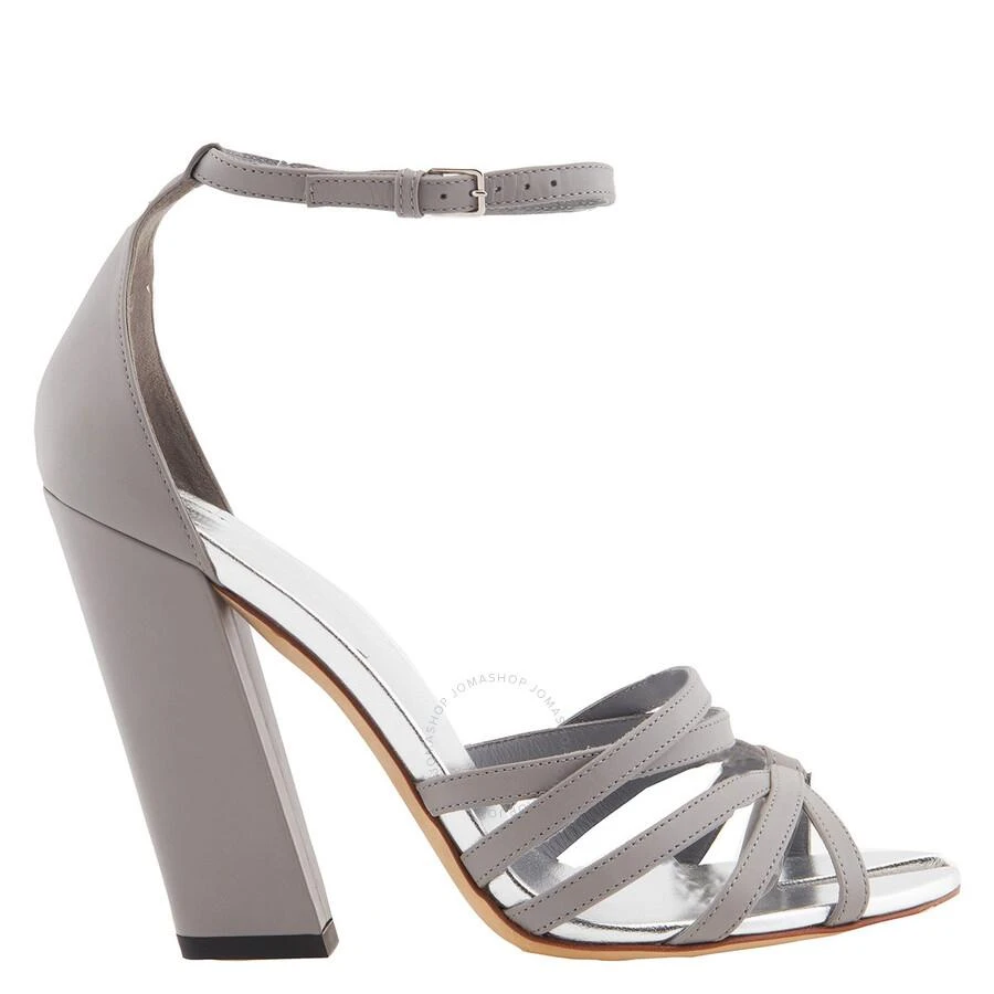 商品Burberry|Cloud Grey Split-toe Detail Leather Hove Thong Sandals,价格¥1185,第1张图片