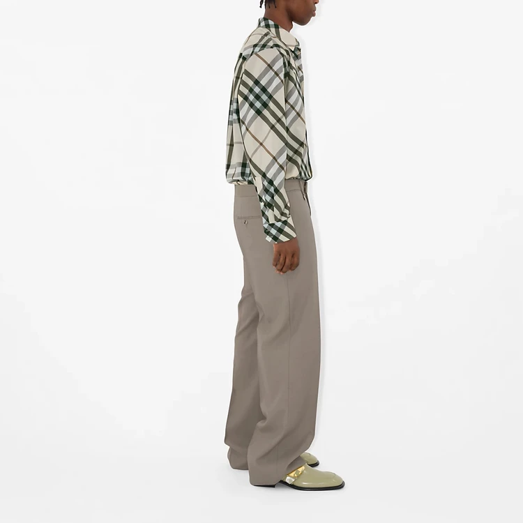 商品[国内直发] Burberry|博柏利 SS24 格纹拼色方领长袖衬衫 男款 雪花石色,价格¥3273,第8张图片详细描述