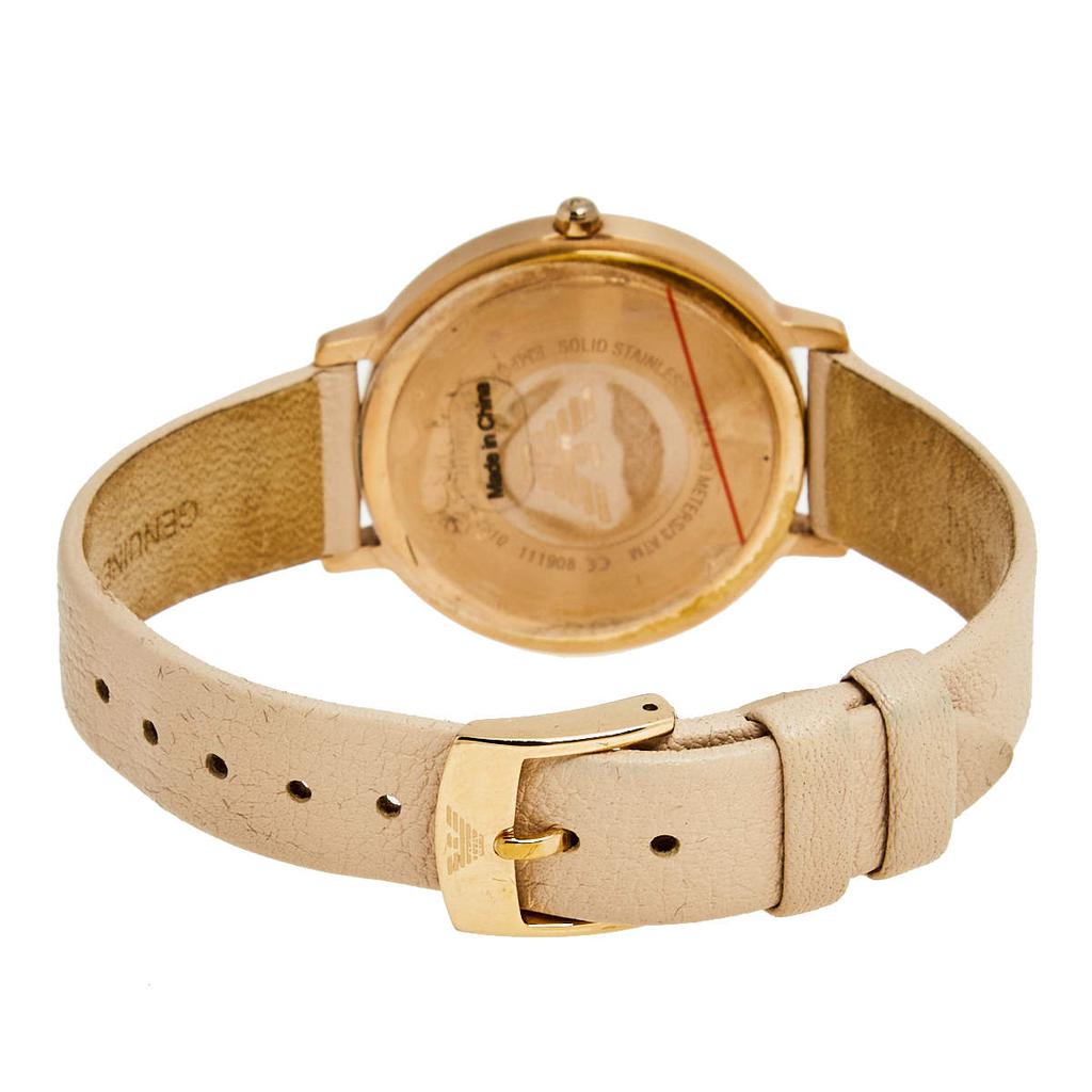 Emporio Armani Silver Rose Gold Plated Stainless Steel Leather AR2510 Women's Wristwatch 32 mm商品第5张图片规格展示