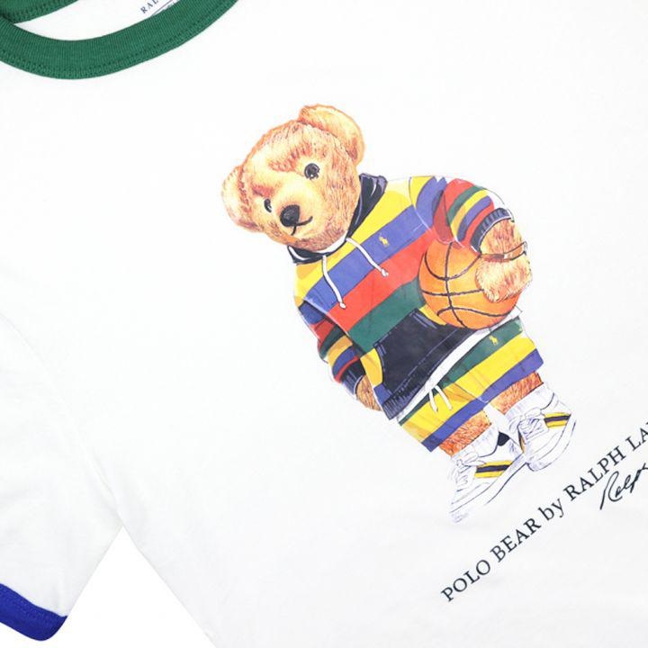 White Polo Bear Motif Short Sleeve T Shirt商品第2张图片规格展示