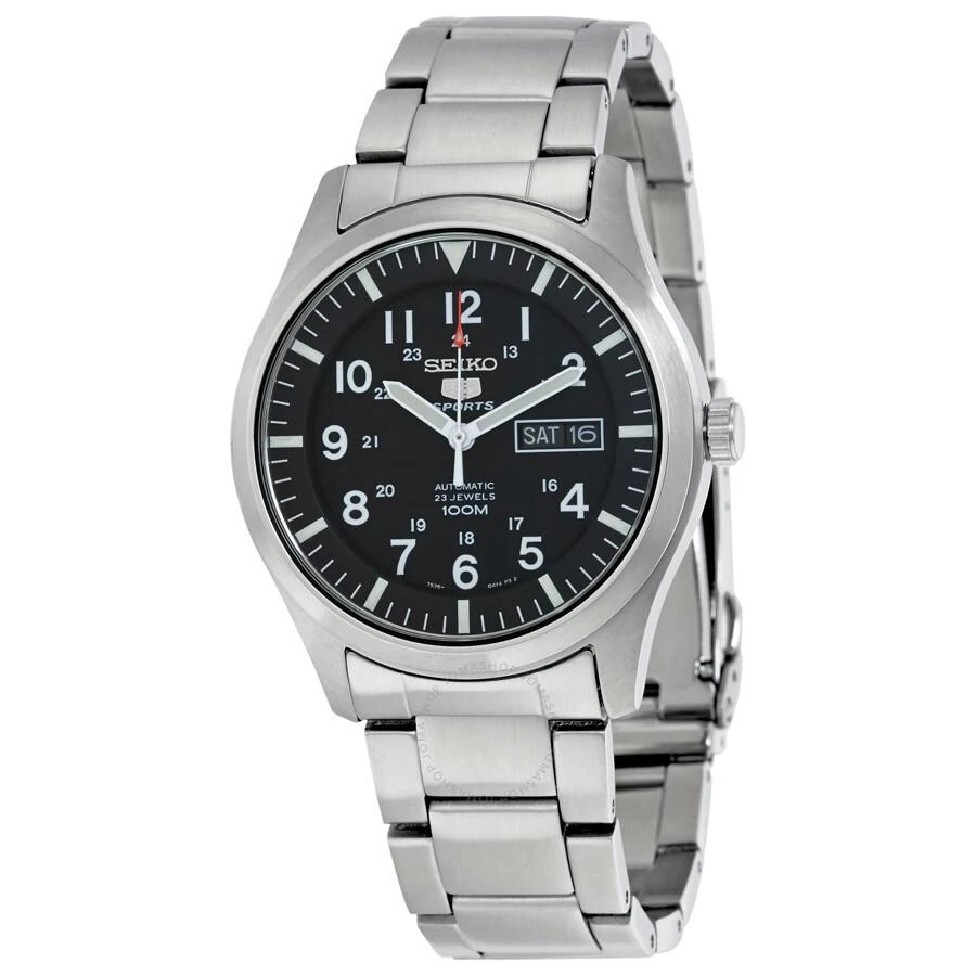 商品Seiko|Seiko 5 Automatic Black Dial Stainless Steel Men's Watch SNZG13,价格¥1141,第1张图片
