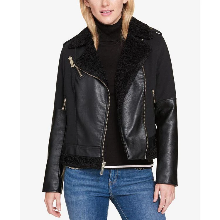 商品Tommy Hilfiger|Faux-Fur-Trim Moto Jacket, Created for Macy's,价格¥430,第1张图片