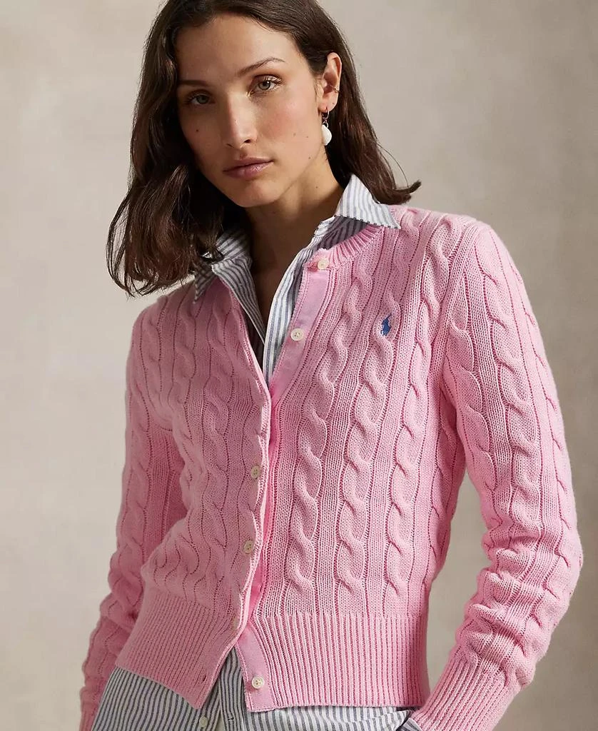 商品Ralph Lauren|Women's Cable-Knit Cotton Crewneck Cardigan Sweater,价格¥1679,第3张图片详细描述