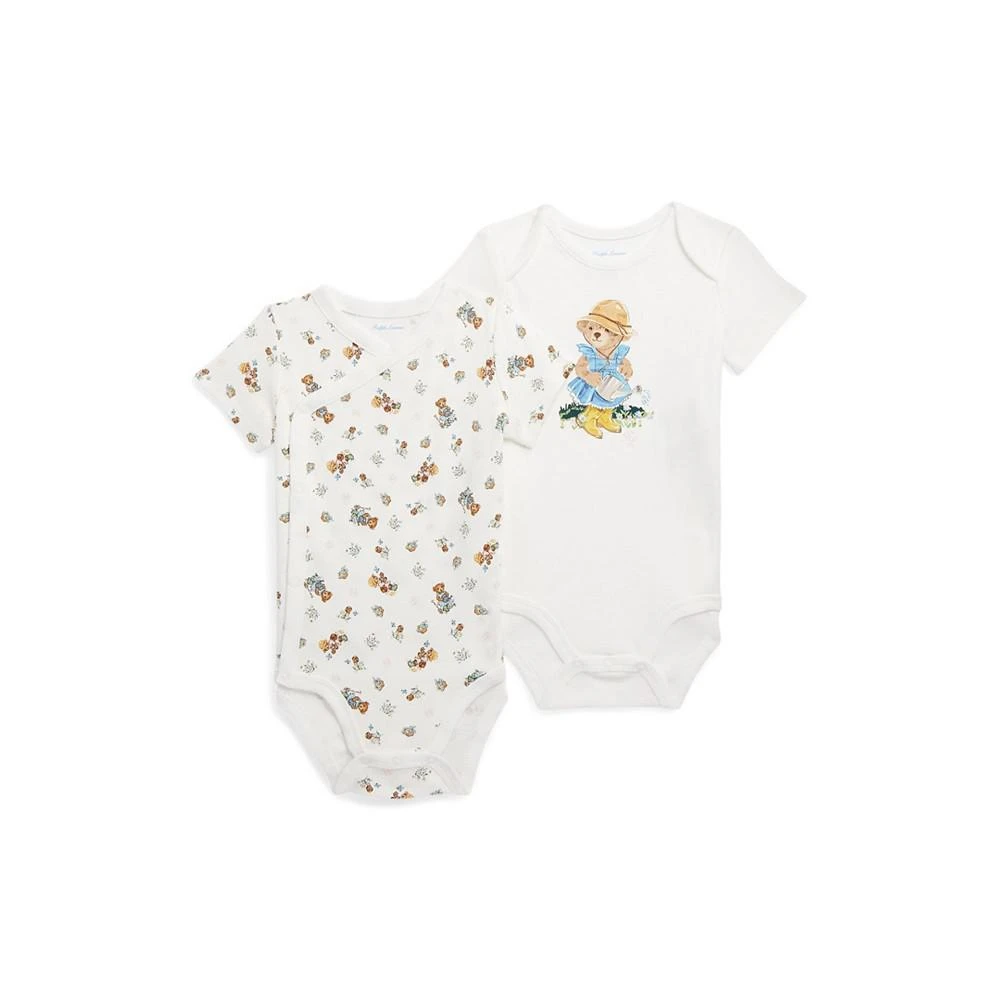 商品Ralph Lauren|Baby Girls Polo Bear Short Sleeved Bodysuit, 2 Pack,价格¥260,第1张图片