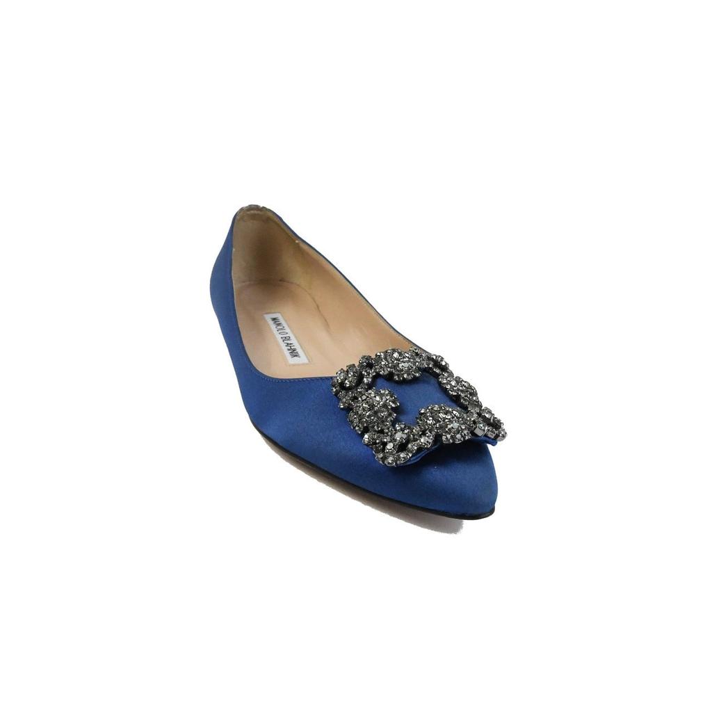 Manolo Blahnik Hangisi Flats Satin Royal Blue商品第1张图片规格展示