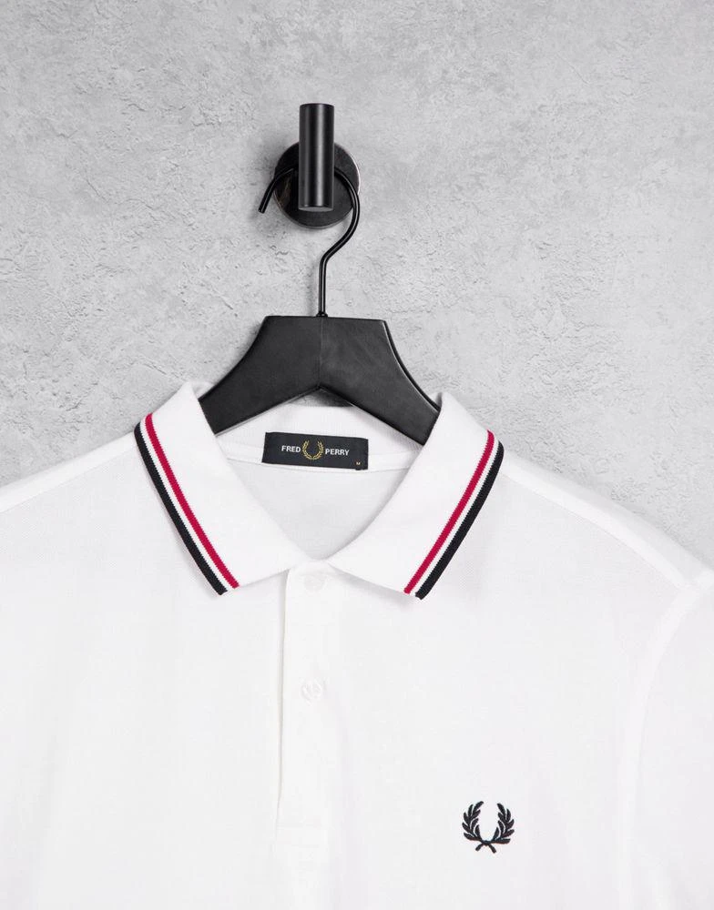 商品Fred Perry|Fred Perry twin tipped logo polo in white/red/navy,价格¥330,第3张图片详细描述