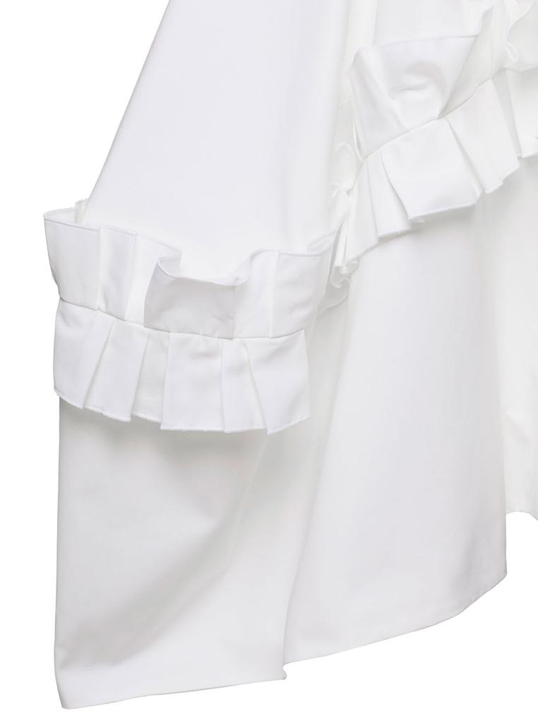 Mini White Asymmetric Dress With Oversize Ruche In Cotton Woman Alexander Mcqueen商品第3张图片规格展示