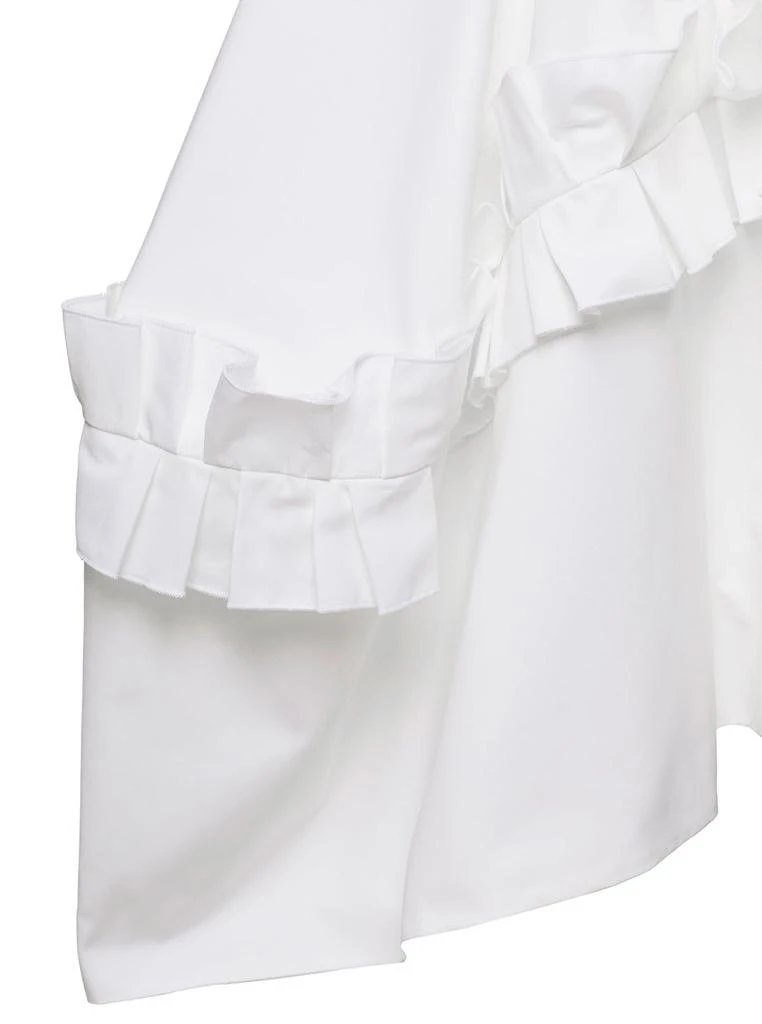 商品Alexander McQueen|Mini White Asymmetric Dress With Oversize Ruche In Cotton Woman Alexander Mcqueen,价格¥5312,第3张图片详细描述