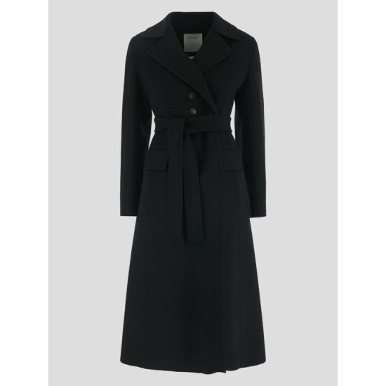 MAX MARA 女士黑色羊毛羊绒束腰腰带大衣 20110127-600-009商品第1张图片规格展示