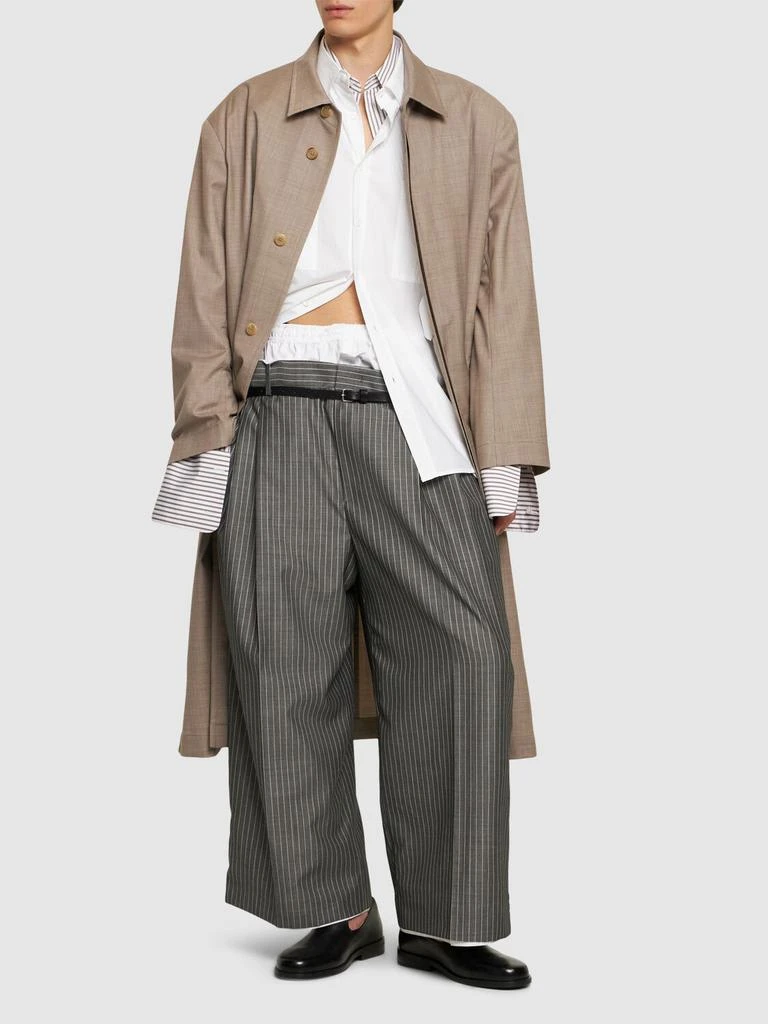 商品Hed Mayner|Pinstriped Mohair & Wool Pants,价格¥5464,第1张图片详细描述