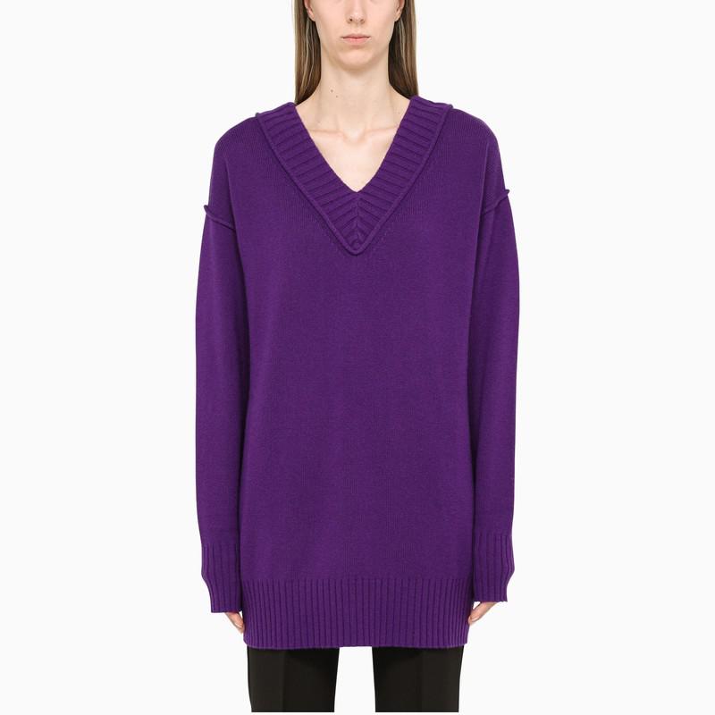 Long purple wool and cashmere sweater商品第1张图片规格展示