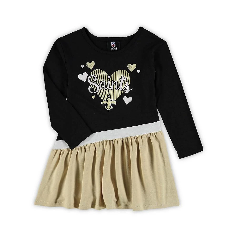 商品Outerstuff|Girls Preschool Black New Orleans Saints All Hearts Jersey Tri-Blend Dress,价格¥263,第1张图片