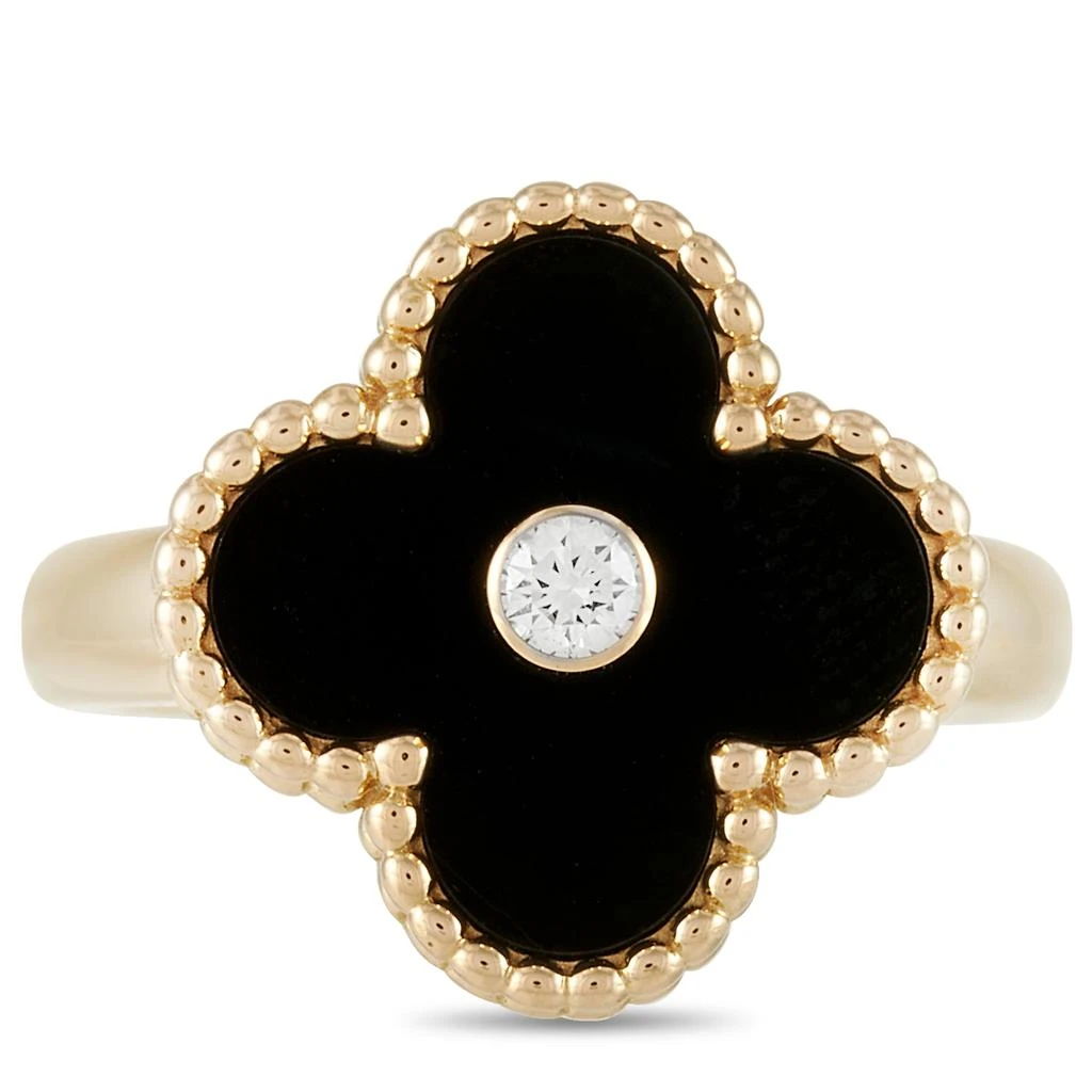 商品[二手商品] Van Cleef & Arpels|Van Cleef & Arpels Alhambra 18K Yellow Gold Diamond and Onyx Ring,价格¥22837,第4张图片详细描述