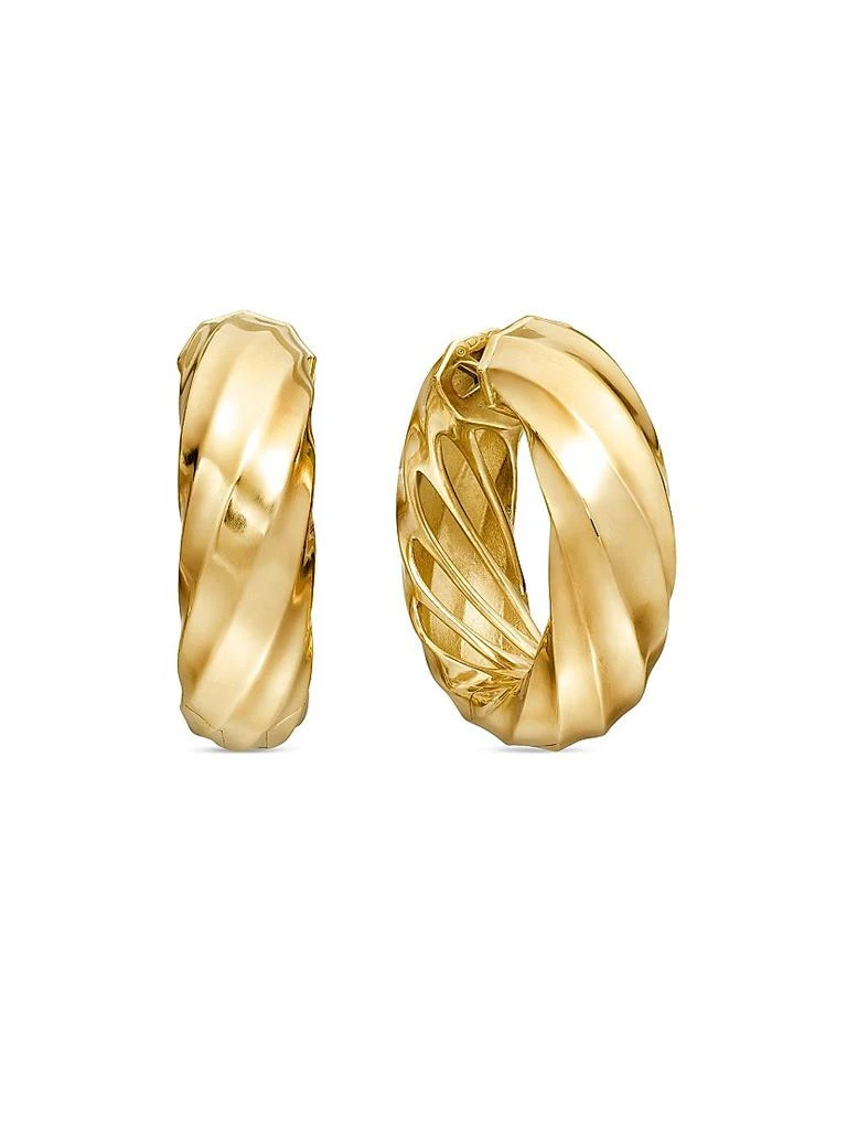 商品David Yurman|Cable Edge Hoop Earrings in 18K Yellow Gold, 28.9MM,价格¥43641,第1张图片
