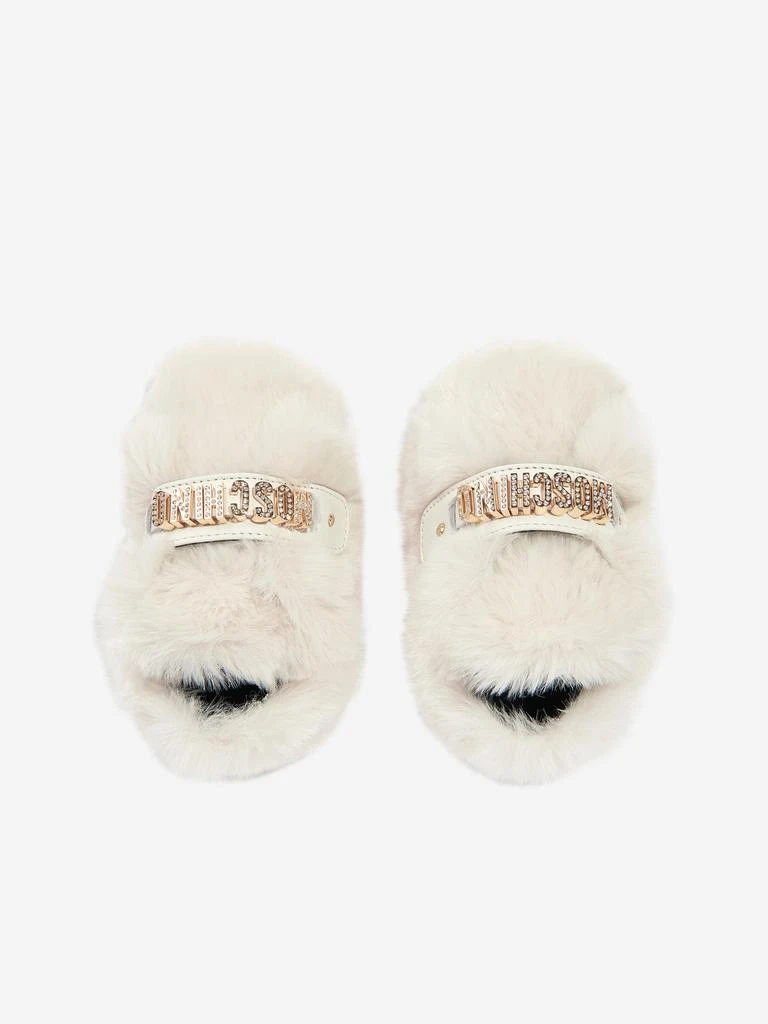 商品Moschino|Baby Girls Furry Slippers in Ivory,价格¥774,第4张图片详细描述