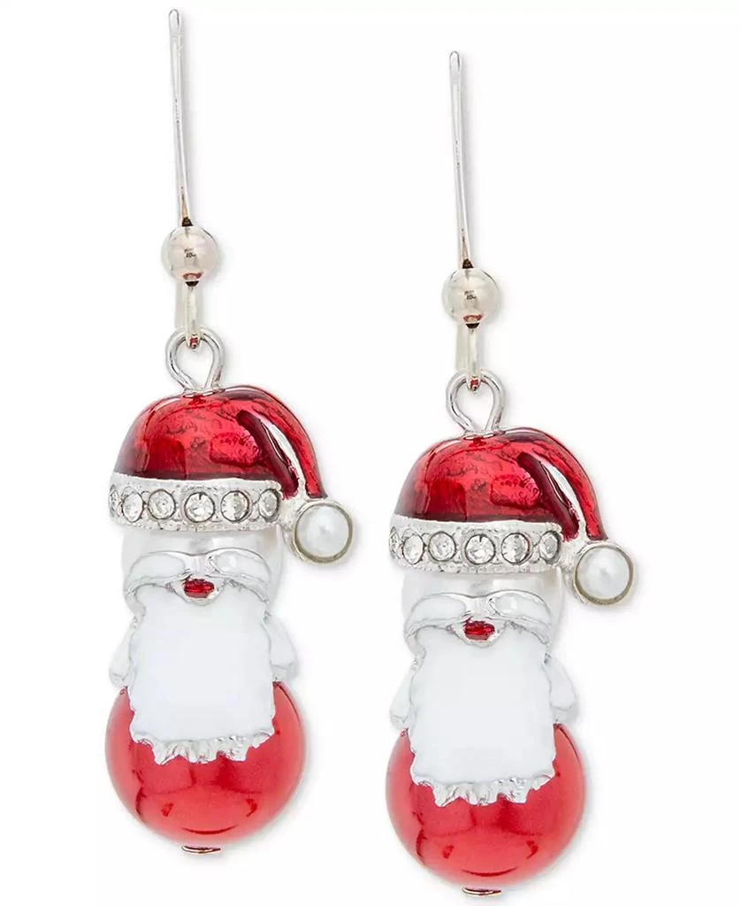 商品Charter Club|Silver-Tone Pavé & Imitation Pearl Santa Drop Earrings, Created for Macy's,价格¥76,第1张图片