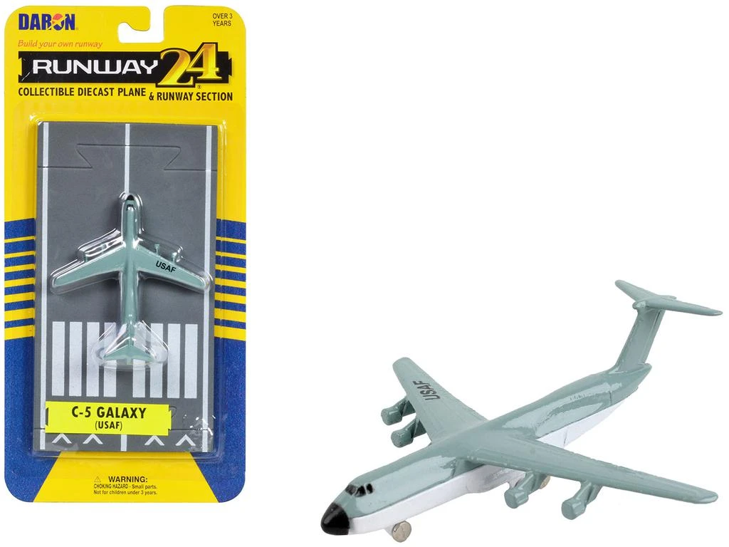 商品Runway24|Lockheed C-5 Galaxy Transport Aircraft Gray and White "United States Air Force" with Runway Section Diecast Model Airplane by,价格¥162,第3张图片详细描述