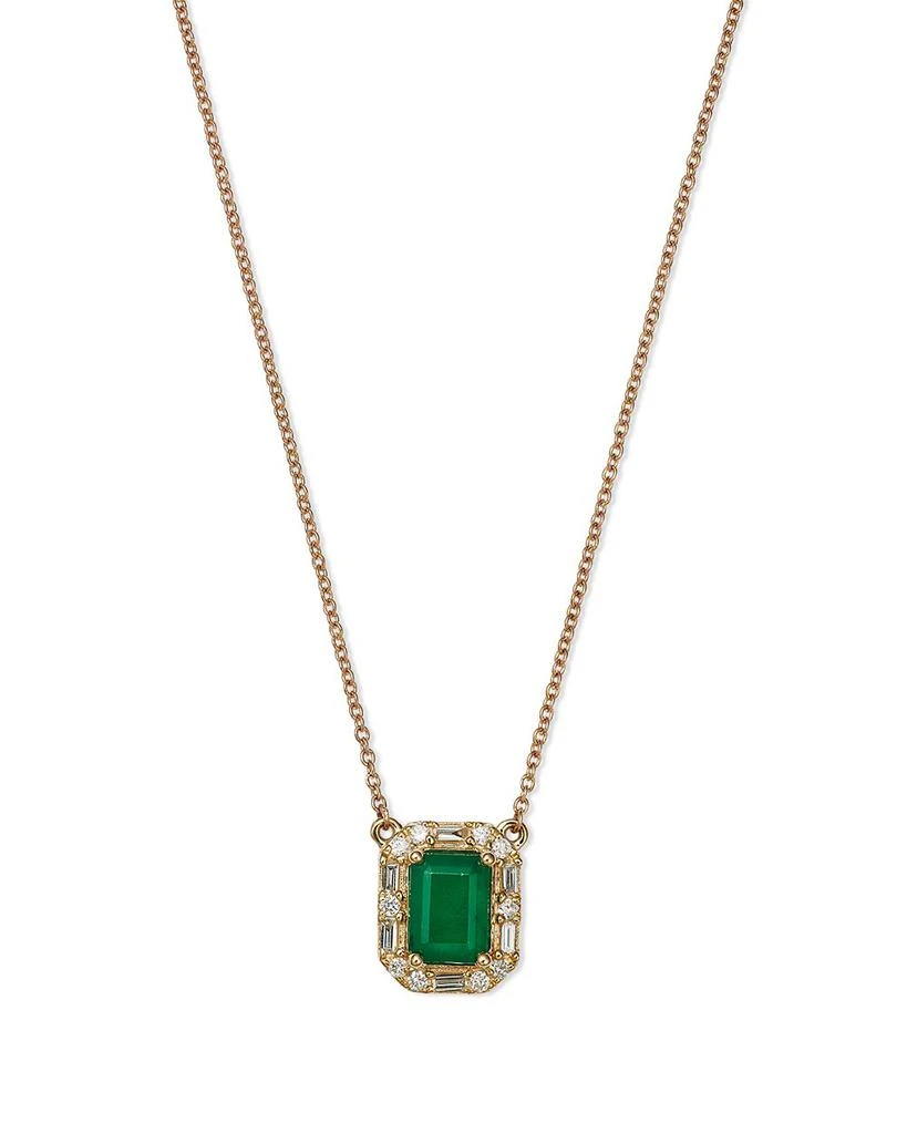 商品Bloomingdale's|Emerald & Diamond Halo Pendant Necklace in 14K Yellow Gold, 18" - Exclusive,价格¥10418,第1张图片